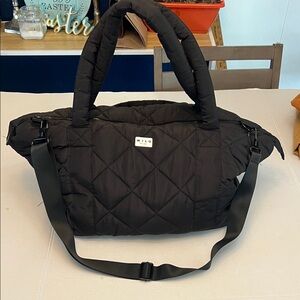 WILO THE LABEL BLACK QUILTED CARRY-ON WEEKENDER BAG